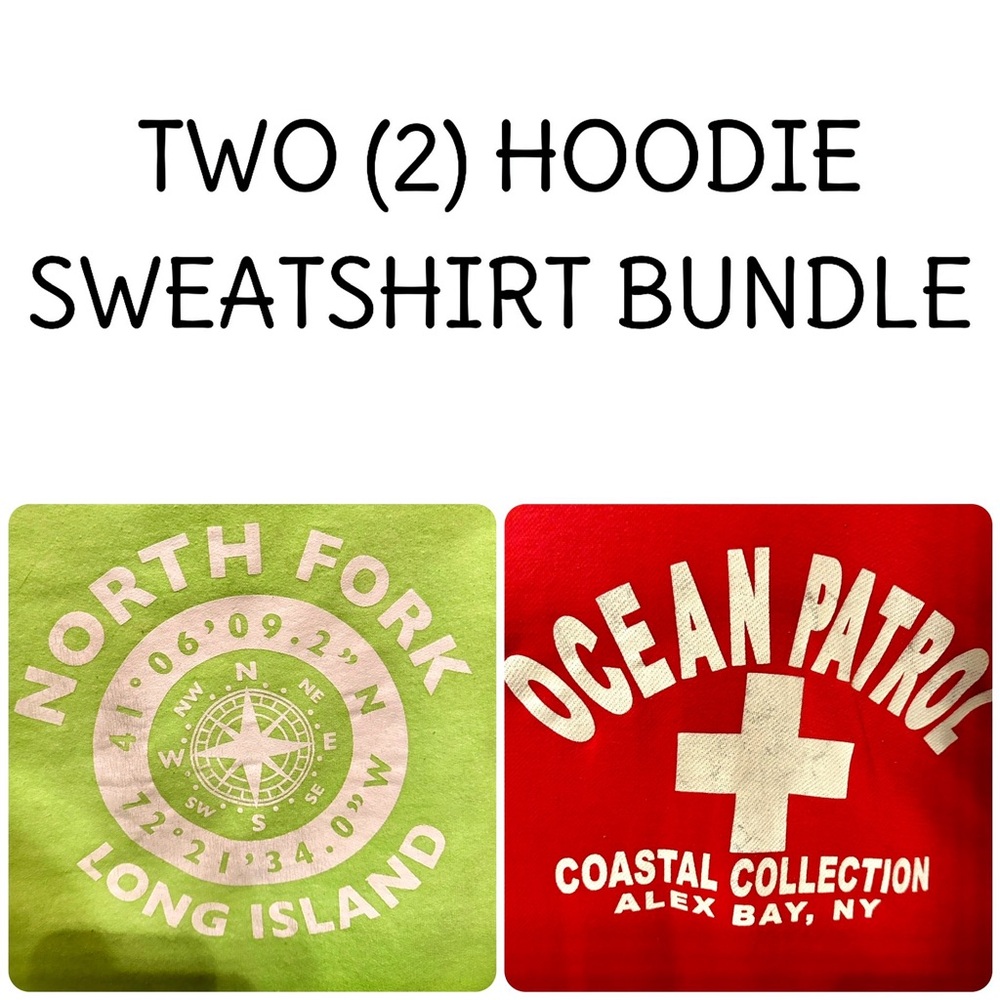 🛍️Bundle HOODIE UNISEX OVERSIZED MINT CONDITION NEON GREEN AND RED LONG ISLAND